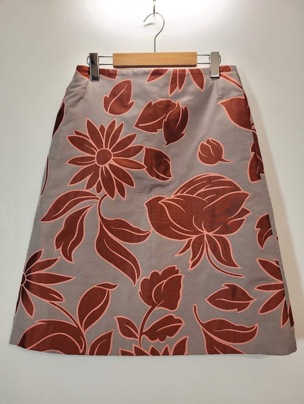 Maliparmi M.U.S.T. A-line Floral Earth Tones Midi Skirt In Copper & Sand - 42IT
